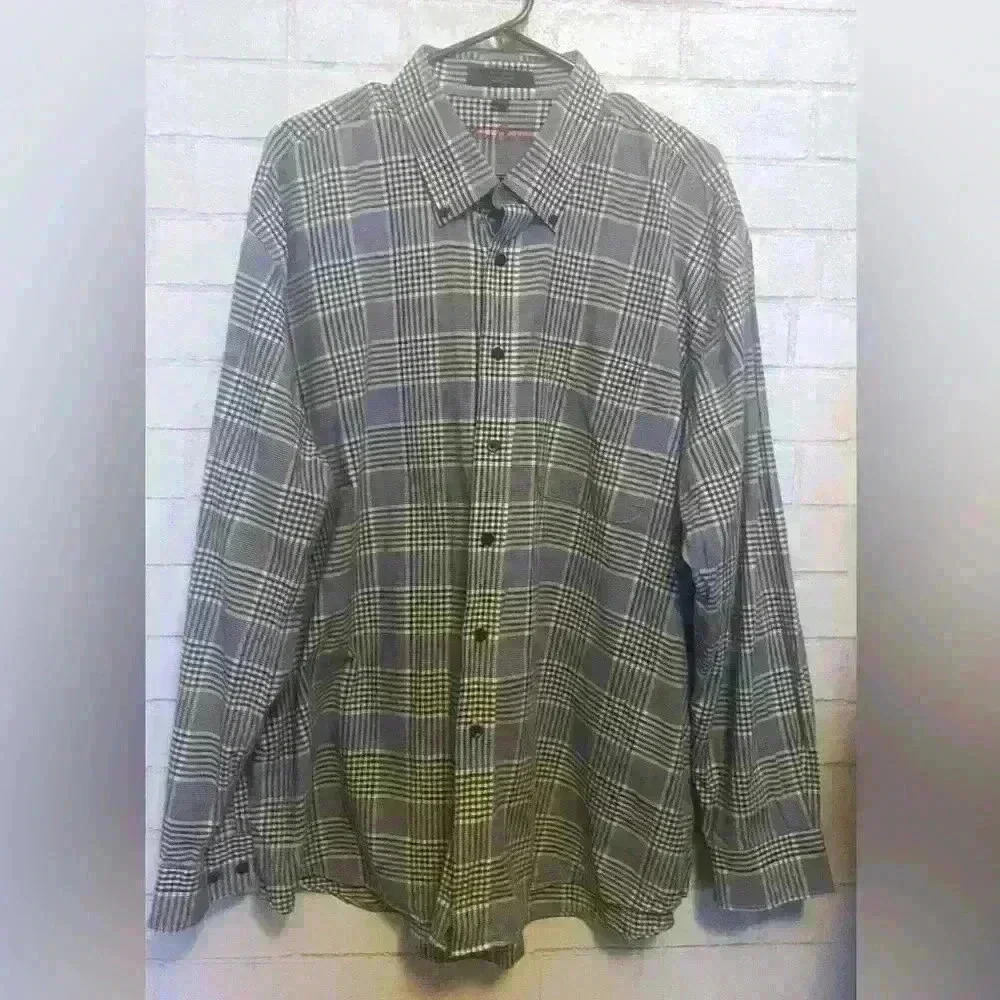 Alan Flusser blue patterned Long Sleeve Button Down Men’s Shirt Size XXL